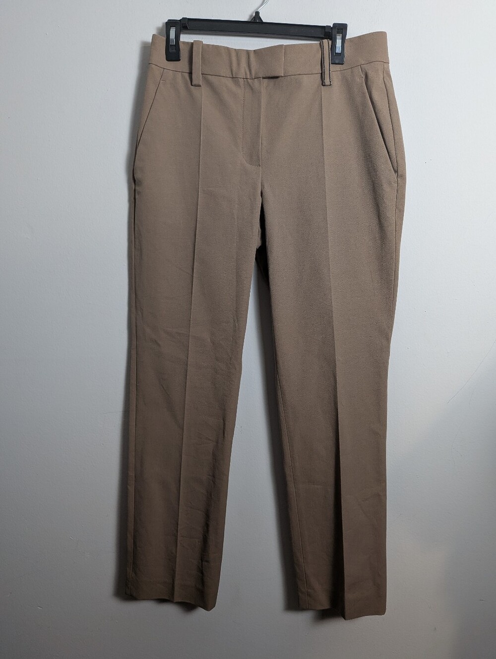 Brunello Cucinelli Women's Pant beaded  Embellished Loop High Rise Tan Khaki